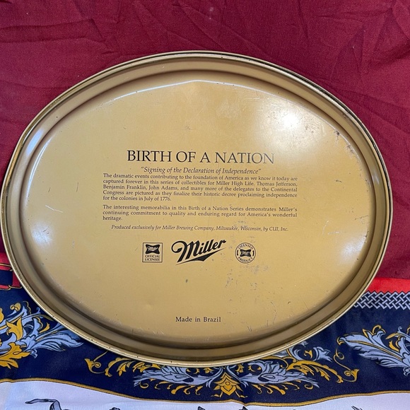 VTG 1992 Miller Brewing Co Birth of a Nation Declaration of Independence Tray - Picture 2 of 5